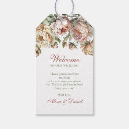 Elegante Rosa-Peonies-Gastgeschenk Hochzeit Geschenkanhänger