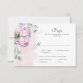 Elegante Rosa Peonies Grüne Hochzeit RSVP Karte (Vorderseite)