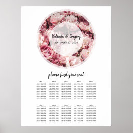 Elegante rosa Peonies Hochzeitstabelle Poster
