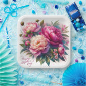 Elegante rosa Peonies Muttertagsplatte Pappteller (Party)