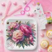 Elegante rosa Peonies Muttertagsplatte Pappteller (Party)