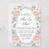 Elegante rosa Peonies und Eukalyptus Wedding Einladung (Vorderseite)