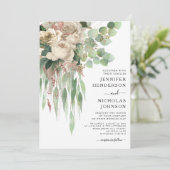 Elegante Rosa Peonies Wedding Einladung (Stehend Vorderseite)