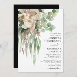 Elegante Rosa Peonies Wedding Einladung