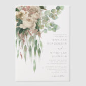 Elegante Rosa Peonies Wedding Pergament Einladungen (Vorderseite)