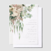 Elegante Rosa Peonies Wedding Pergament Einladungen (Versetzt)