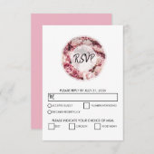 Elegante rosa Peonies Wedding RSVP Cards (Vorne/Hinten)
