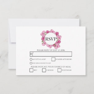 Elegante rosa Peonies Wedding RSVP Cards Karte