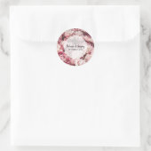 Elegante Rosa Peonies Wedding Runder Aufkleber (Tasche)