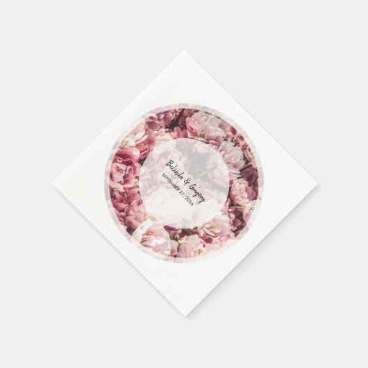 Elegante Rosa Peonies Wedding Serviette (Ecke)