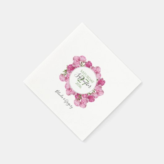 Elegante Rosa Peonies Wedding Serviette (Ecke)