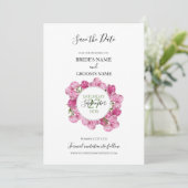 Elegante, rosa Peonies Wedding speichern das Datum Save The Date (Stehend Vorderseite)