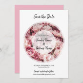 Elegante, rosa Peonies Wedding speichern das Datum Save The Date (Vorne/Hinten)
