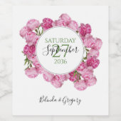 Elegante Rosa Peonies Wedding Weinetikett (Einzelnes Label)