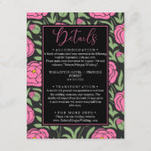 Elegante Rosa Peony Blume Hochzeitdetails Begleitkarte (Vorderseite)