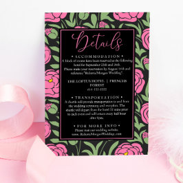 Elegante Rosa Peony Blume Hochzeitdetails Begleitkarte