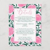 Elegante Rosa Peony Blume Hochzeitdetails Begleitkarte (Vorderseite)