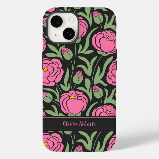 Elegante Rosa Peony Blume Personalisiert Case-Mate iPhone Hülle (Rückseite)