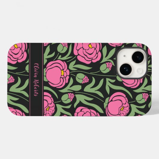 Elegante Rosa Peony Blume Personalisiert Case-Mate iPhone Hülle (Rückseite (Horizontal))