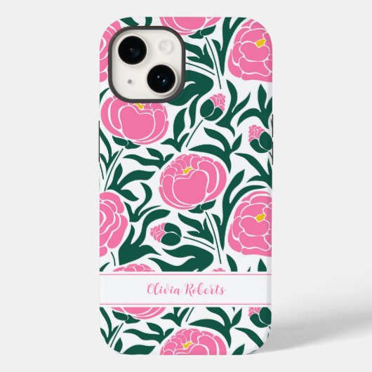 Elegante Rosa Peony Blume Personalisiert Case-Mate iPhone Hülle (Rückseite)