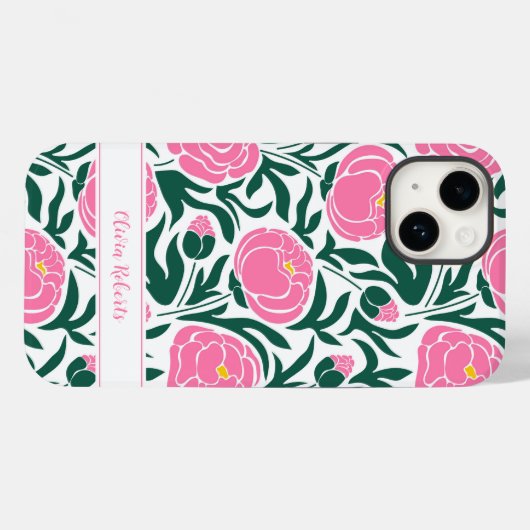 Elegante Rosa Peony Blume Personalisiert Case-Mate iPhone Hülle (Rückseite (Horizontal))