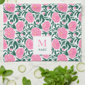 Elegante Rosa Peony Blume Personalisiert Geschirrtuch (Gefaltet)