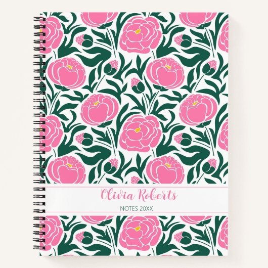 Elegante Rosa Peony Blume Personalisiert Notizblock (Vorderseite)