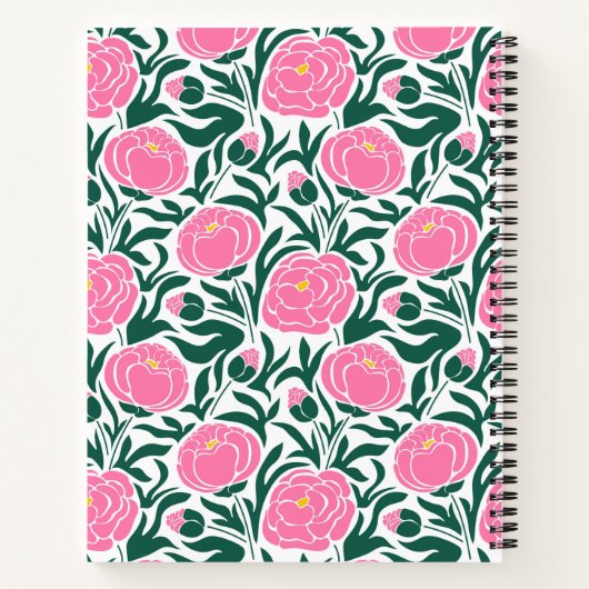 Elegante Rosa Peony Blume Personalisiert Notizblock (Rückseite)