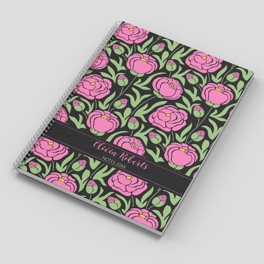 Elegante Rosa Peony Blume Personalisiert Notizblock