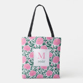Elegante Rosa Peony Blume Personalisiert Tasche (Rückseite)