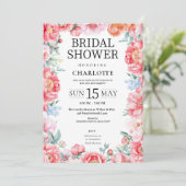 Elegante Rosa Peony Blumendusche Einladung (Stehend Vorderseite)