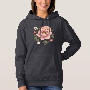 Elegante Rosa Peony Botanische Kunst Hoodie