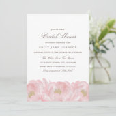 Elegante Rosa Peony Bridal Dusche Einladung (Stehend Vorderseite)
