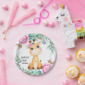 Elegante Rosa Peony und eine Niedliche Giraffe nac Pappteller (Party)