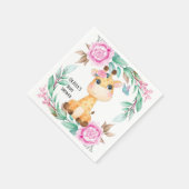Elegante Rosa Peony und eine Niedliche Giraffe nac Serviette (Ecke)