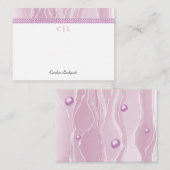 Elegante rosa Perlen Mit Monogramm Mitteilungskarte (Vorne/Hinten)