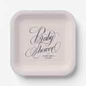 Elegante, rosa personalisierte Babydusche Pappteller (Vorderseite)