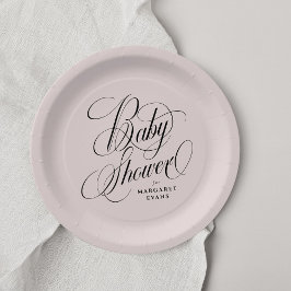 Elegante, rosa personalisierte Babydusche Pappteller