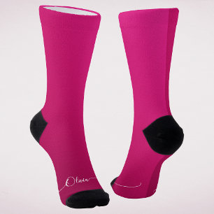 Elegante rosa personalisierte Skript-Name Socken