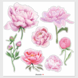 Elegante rosa Pfingstrose  Aufkleber