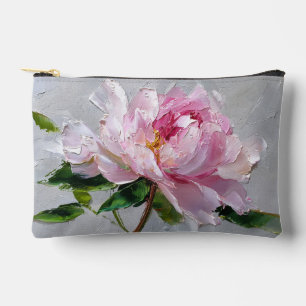 Elegante rosa Pfingstrose Dicke Impasto-Ölgemälde  Zubehörtasche