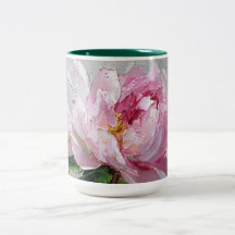 Elegante rosa Pfingstrose Dicke Impasto-Ölgemälde 