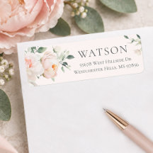 Elegante rosa Pfingstrose Floral Rücksendeadresse