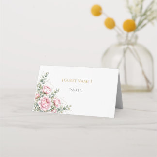 Elegante rosa Pfingstrose Gold geometrische Falt H Platzkarte
