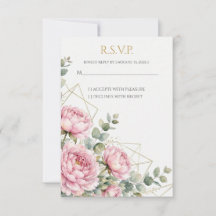 Elegante rosa Pfingstrose Gold geometrische Hochze