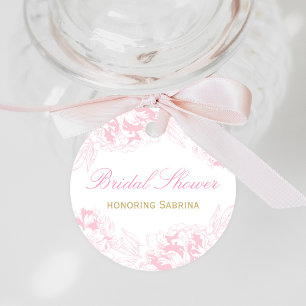 Elegante rosa Pfingstrose Gold Hochzeitsdusche Geschenkanhänger