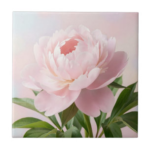  Elegante rosa Pfingstrose realistische Blüten  Fliese