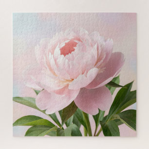 Elegante rosa Pfingstrose realistische Blüten Puzzle