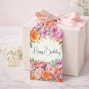 Elegante rosa Pfingstrosen-Blumengeschenk-Anhänger Geschenkanhänger
