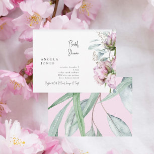 Elegante rosa Pfingstrosen-Braut-Party Einladung